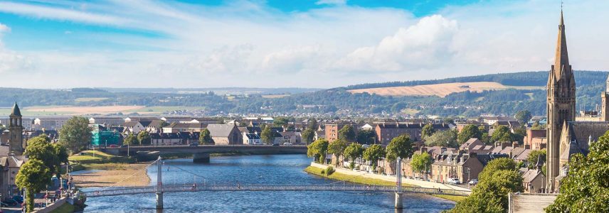 Cityscape view of Inverness and the River Ness